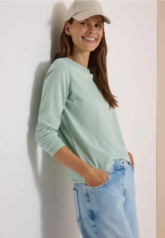 Gestreiftes Langarmshirt aus Jersey