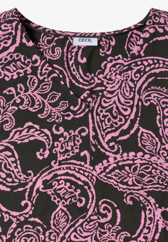 Gestuftes ärmelloses Midikleid mit Print