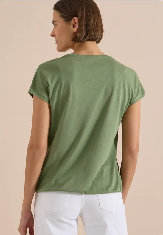 V-Ausschnitt Jersey-Top mit Spitze