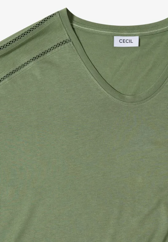 V-Ausschnitt Jersey-Top mit Spitze