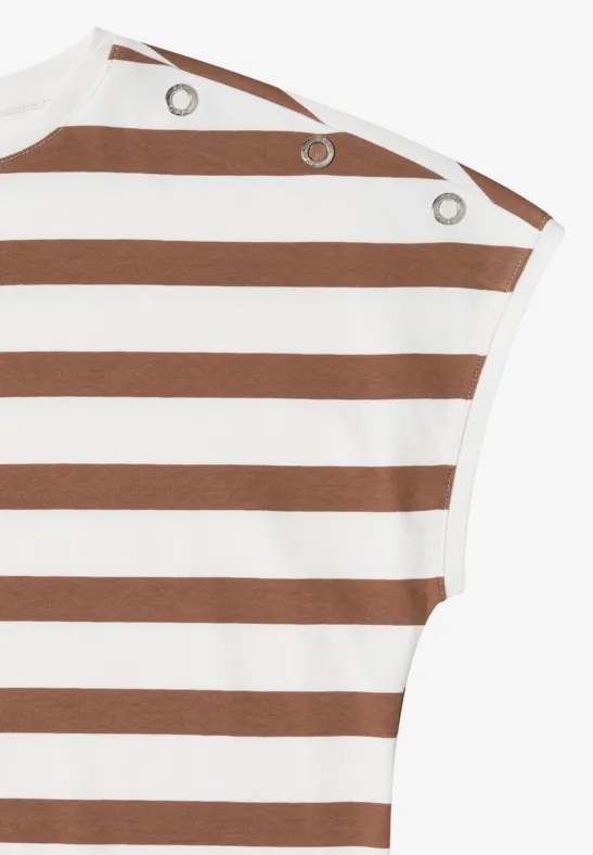 Gestreiftes Baumwollshirt mit Schulterknöpfen