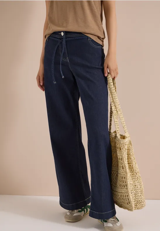 High-Waist-Jeans mit weitem Bein