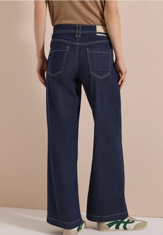 High-Waist-Jeans mit weitem Bein