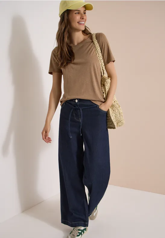 High-Waist-Jeans mit weitem Bein