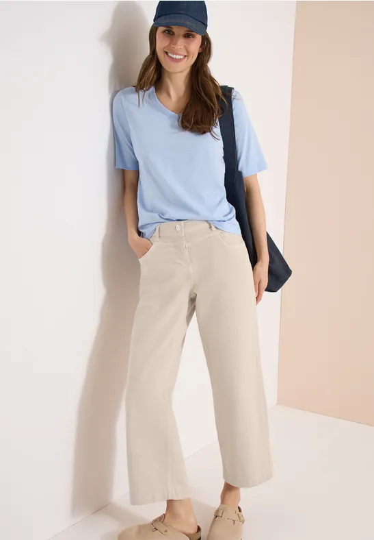 7/8 Wide-Leg-Jeans mit hohem Bund