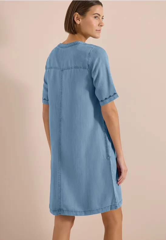 Knielanges Lyocell-Kleid in Denim-Optik
