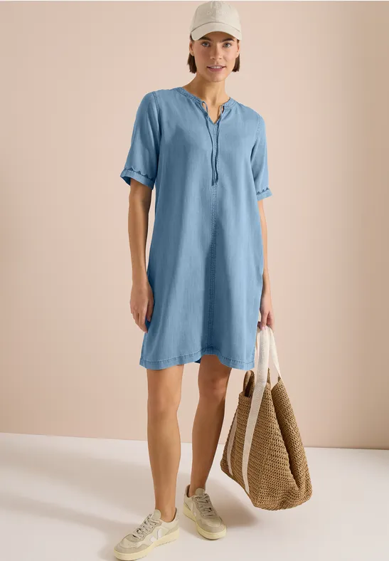 Knielanges Lyocell-Kleid in Denim-Optik
