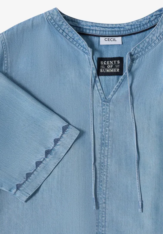 Knielanges Lyocell-Kleid in Denim-Optik