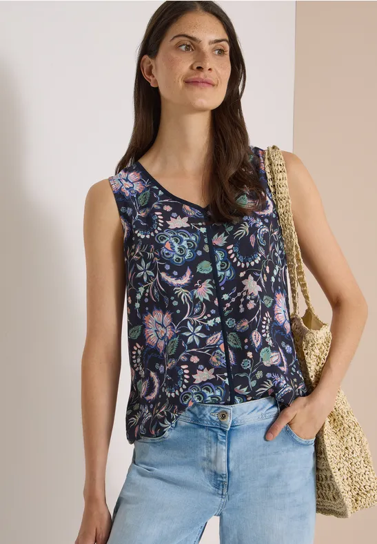 V-Ausschnitt Blusentop mit Blumenprint
