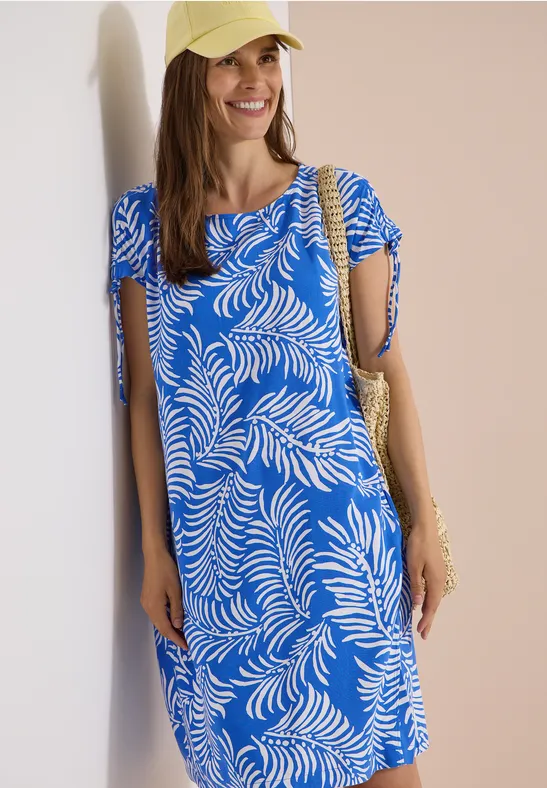 Jerseykleid mit Palmblatt-Print