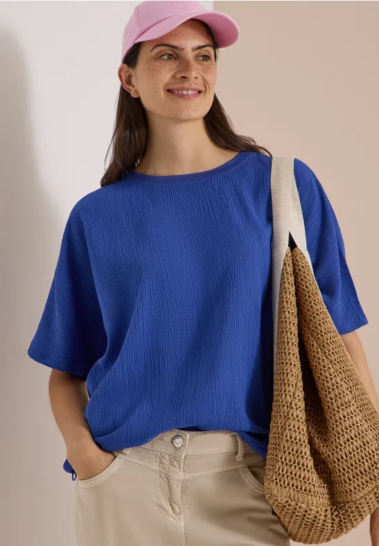 Strukturiertes Blusenshirt im Relaxed Fit