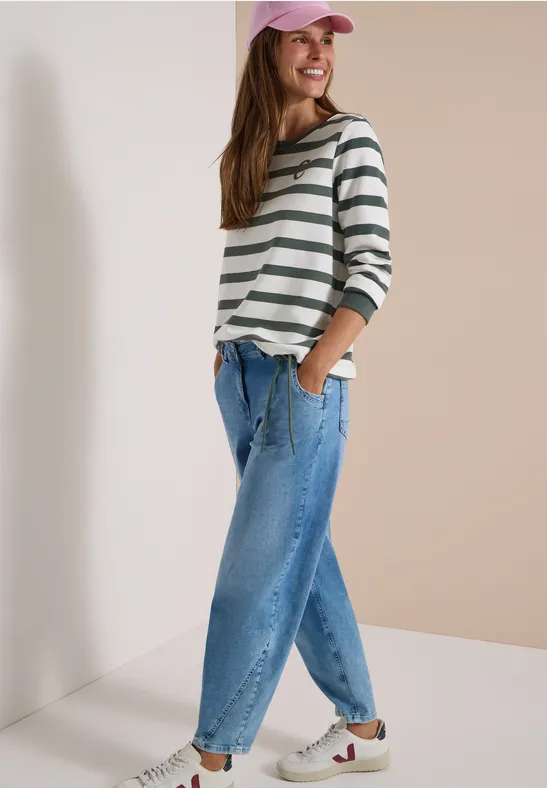 Gestreiftes Sweatshirt mit Tunnelzug