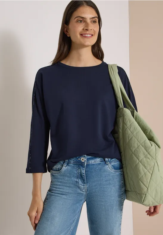 Batwing-Shirt mit Leo-Paspeln