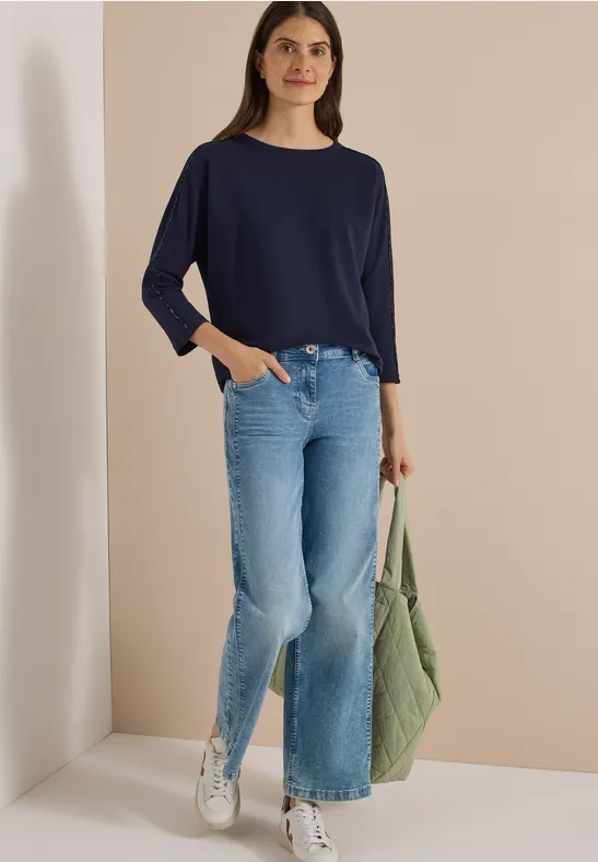 Batwing-Shirt mit Leo-Paspeln