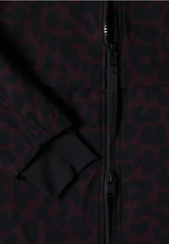 Softshell-Parka mit Kapuze und Animal-Print