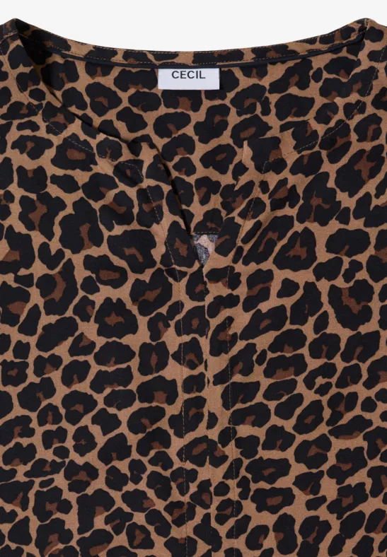 Midi-Kleid mit Leoprint und Tunnelzug