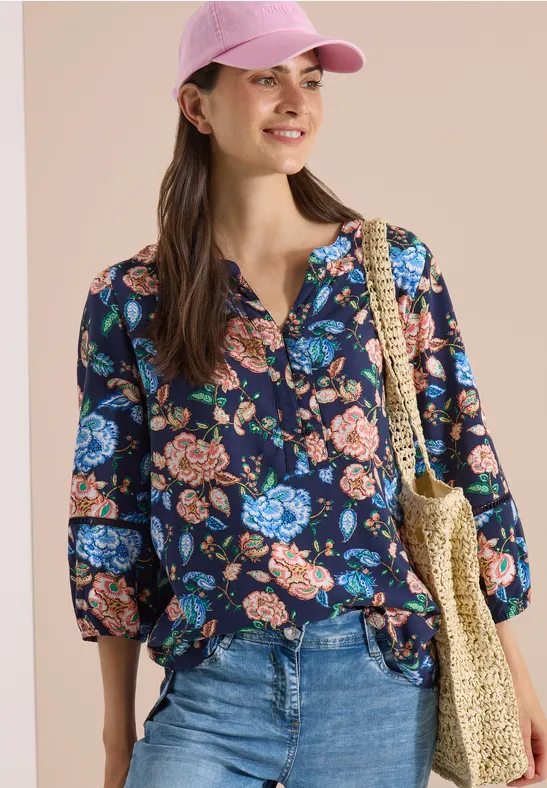 Florale Tunika mit 3/4-Arm