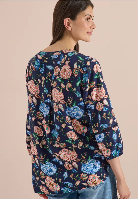 Florale Tunika mit 3/4-Arm