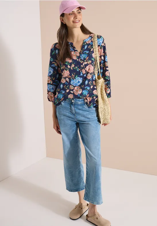 Florale Tunika mit 3/4-Arm