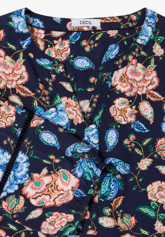 Florale Tunika mit 3/4-Arm
