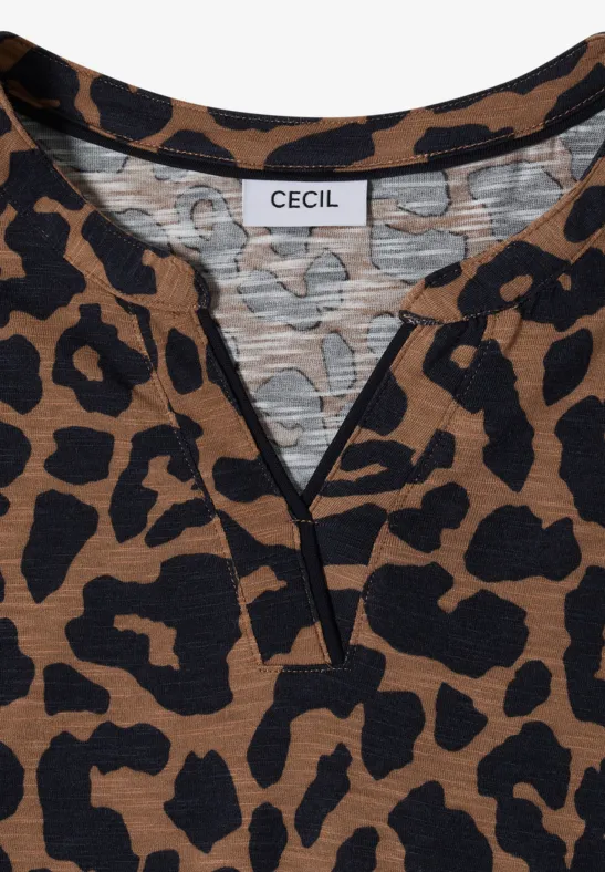 Leoparden-Top mit Split Neck