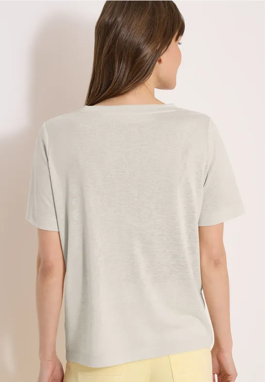 Grafikprint T-Shirt mit U-Boot-Ausschnitt