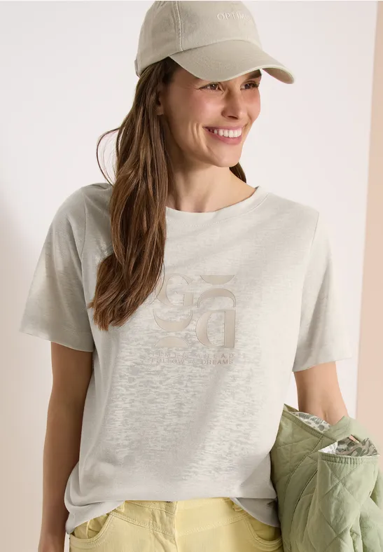 Grafikprint T-Shirt mit U-Boot-Ausschnitt