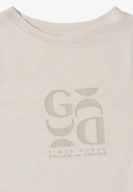 Grafikprint T-Shirt mit U-Boot-Ausschnitt