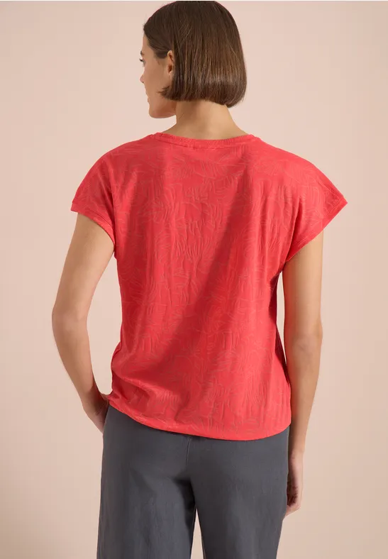 T-Shirt mit Burnout-Muster und V-Ausschnitt