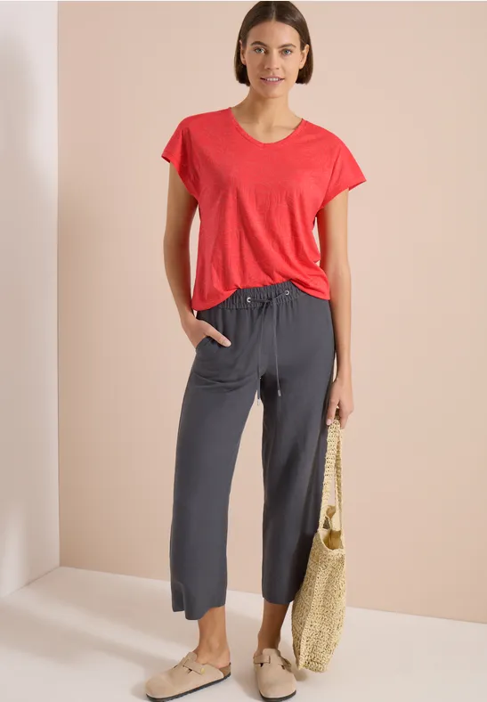 T-Shirt mit Burnout-Muster und V-Ausschnitt