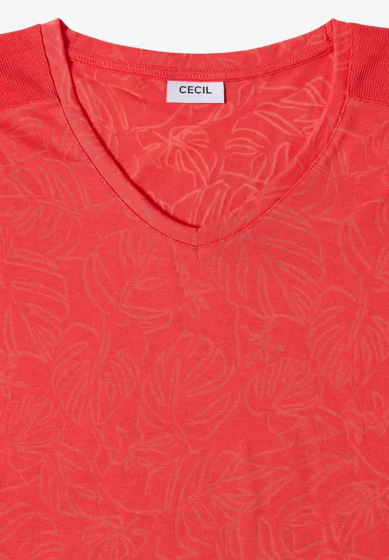 T-Shirt mit Burnout-Muster und V-Ausschnitt