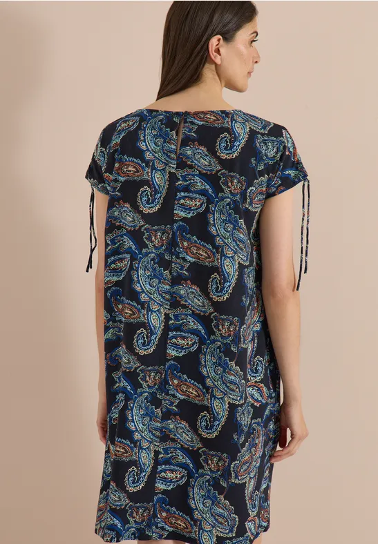 Paisley-Jersey-Midikleid mit Tunnelzug