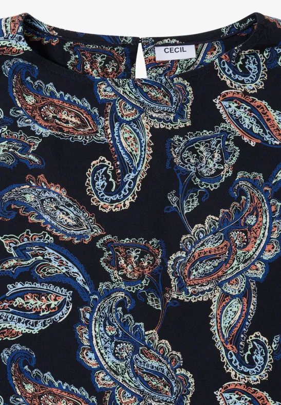 Paisley-Jersey-Midikleid mit Tunnelzug