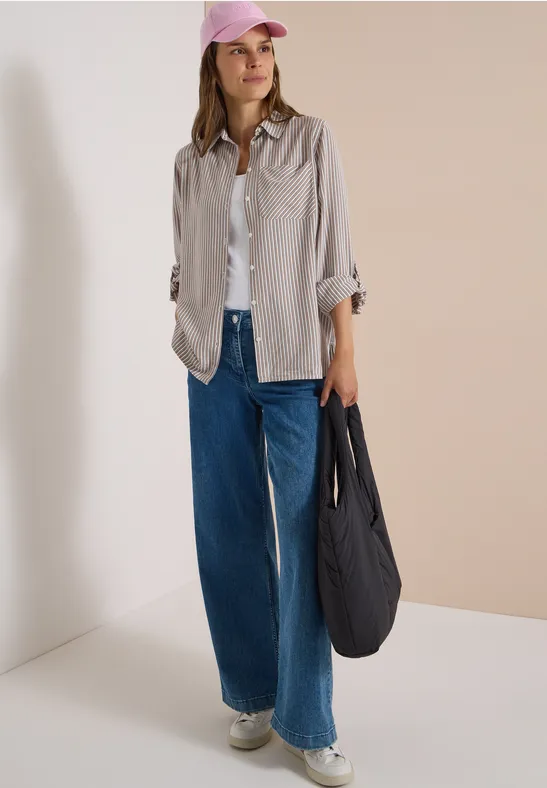 Gestreifte Langarm-Hemdbluse