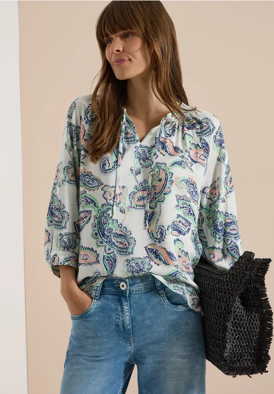 Tunika mit Paisley-Print und Schlitz-Ausschnitt
