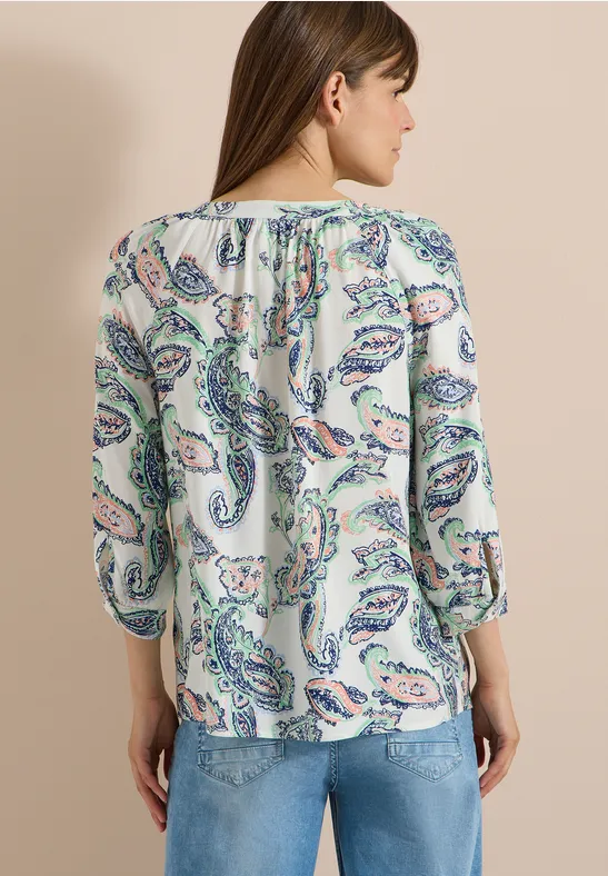 Tunika mit Paisley-Print und Schlitz-Ausschnitt