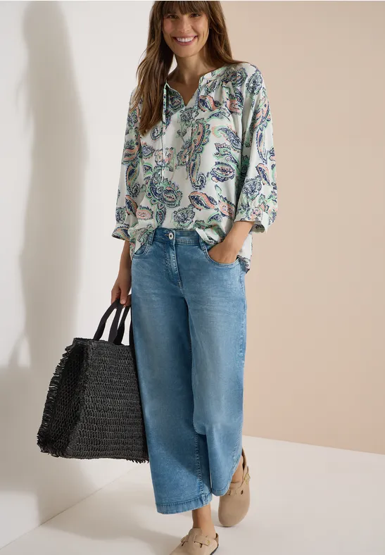 Tunika mit Paisley-Print und Schlitz-Ausschnitt
