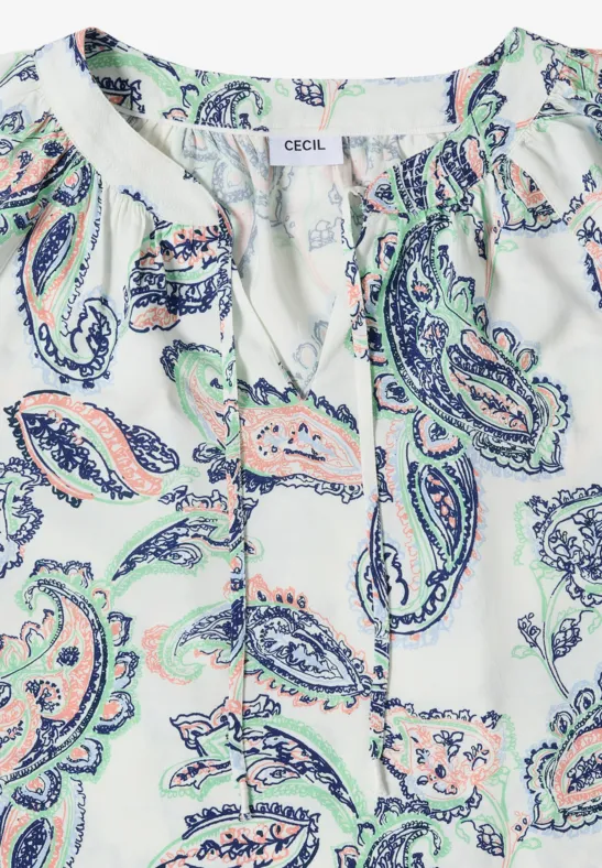 Tunika mit Paisley-Print und Schlitz-Ausschnitt