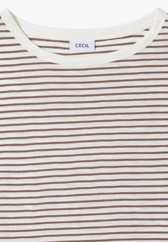 Gestreiftes T-Shirt mit U-Boot-Ausschnitt