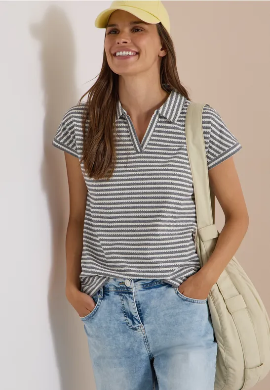 Gestreiftes Poloshirt mit Struktur
