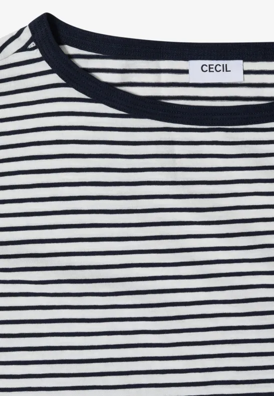 Gestreiftes Flammgarn-T-Shirt mit Kordelzug