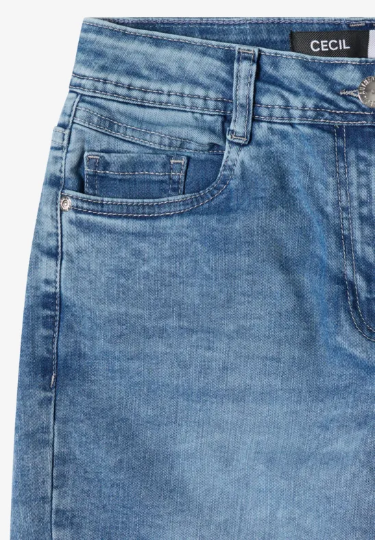 Locker geschnittene High-Waist Denim-Bermuda