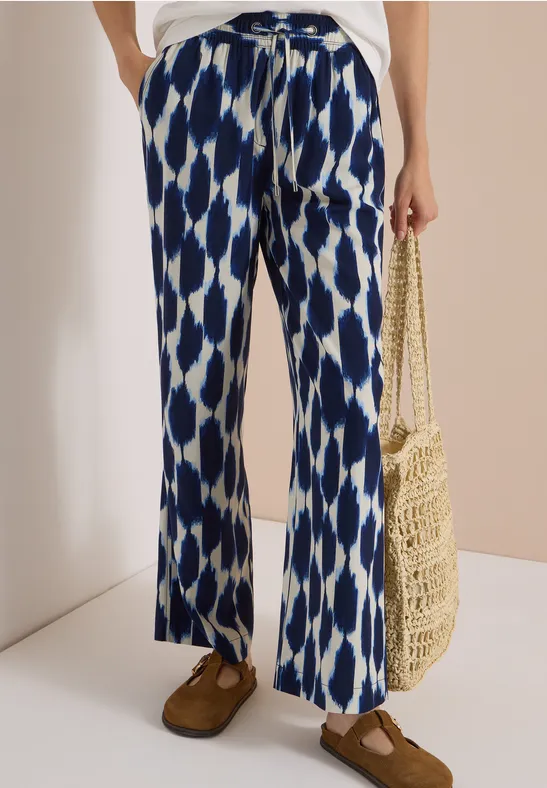 Weite Hose mit Ikat-Muster