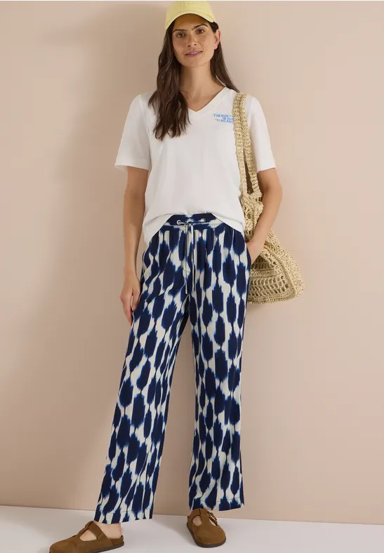 Weite Hose mit Ikat-Muster