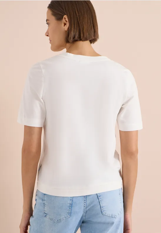 Sportliches V-Neck Baumwoll-Slogan-Shirt