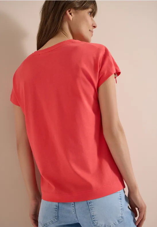 T-Shirt mit gerafften Schultern