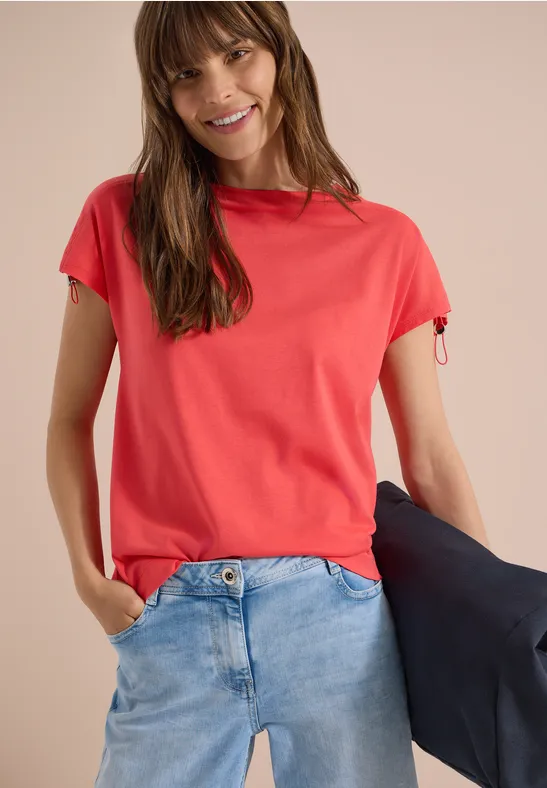 T-Shirt mit gerafften Schultern