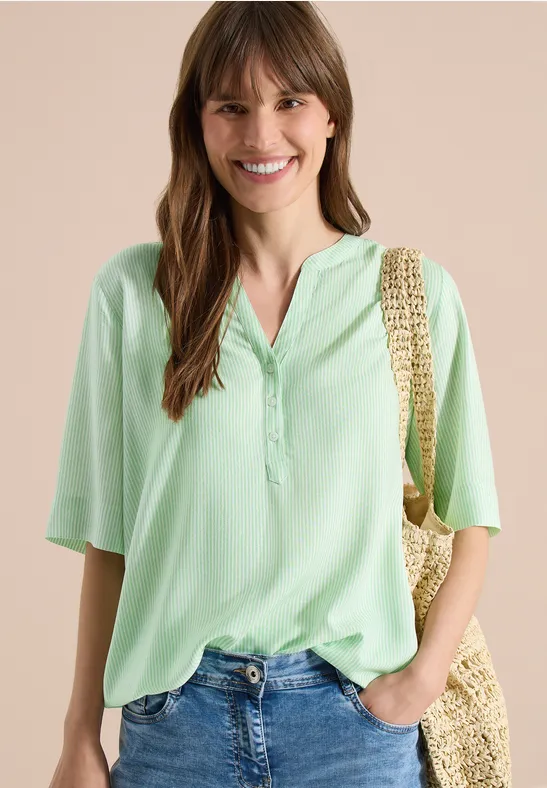 Gestreifte Relaxed-Fit Viskose-Bluse