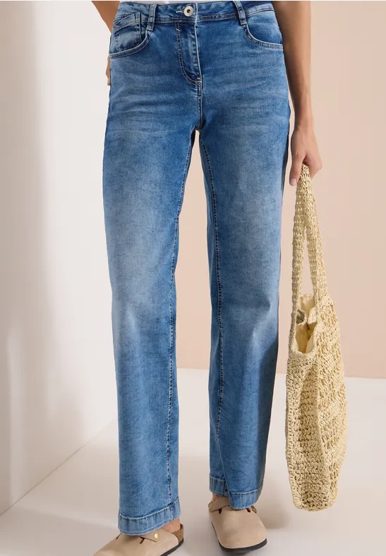 High-Waist-Jeans mit weitem Bein