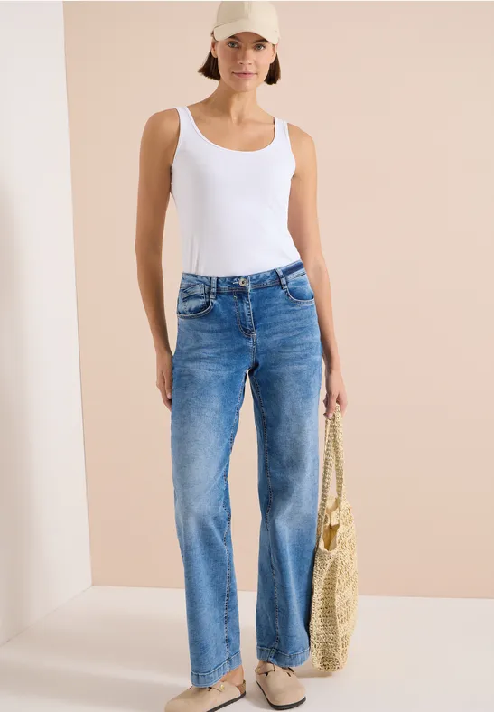 High-Waist-Jeans mit weitem Bein